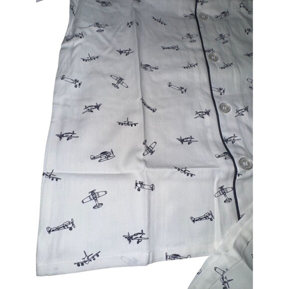 Petite Plume Kids Airplane Print Pajama Set Short Sleeve Button-Up 50% Cotton & - Picture 7 of 13